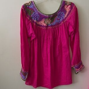 Vibrant Fuchsia Embroidered Blouse